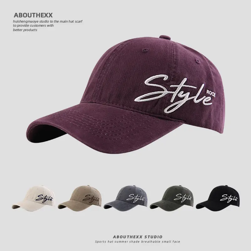 Women Washed Letter Embroidery Cap Black 2025 - Image 7