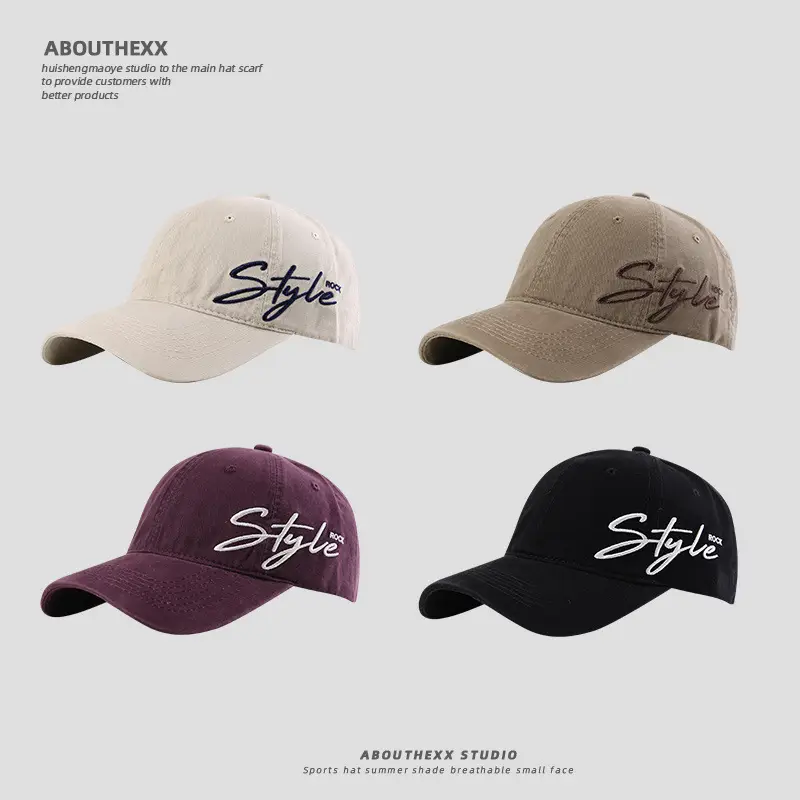 Women Washed Letter Embroidery Cap Black 2025 - Image 8