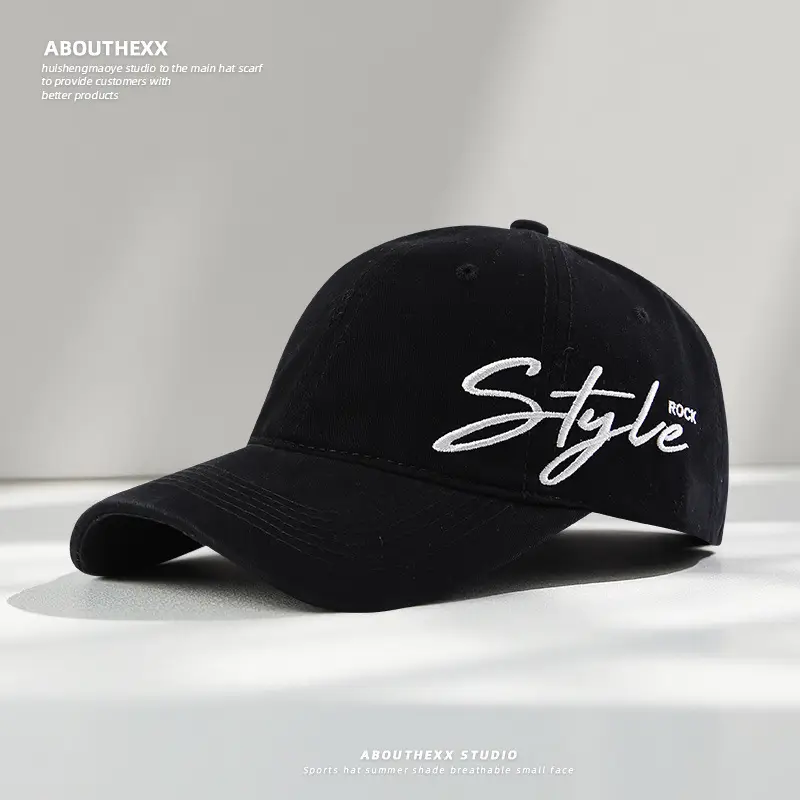 Women Washed Letter Embroidery Cap Black 2025 - Image 2