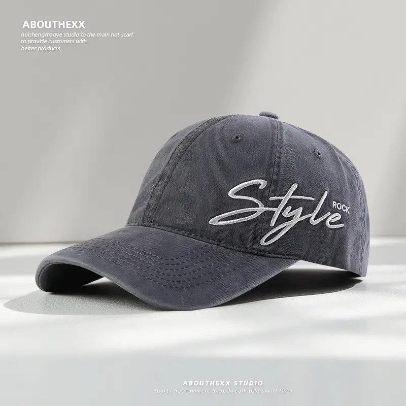Women Washed Letter Embroidery Cap Black 2025 - Image 5