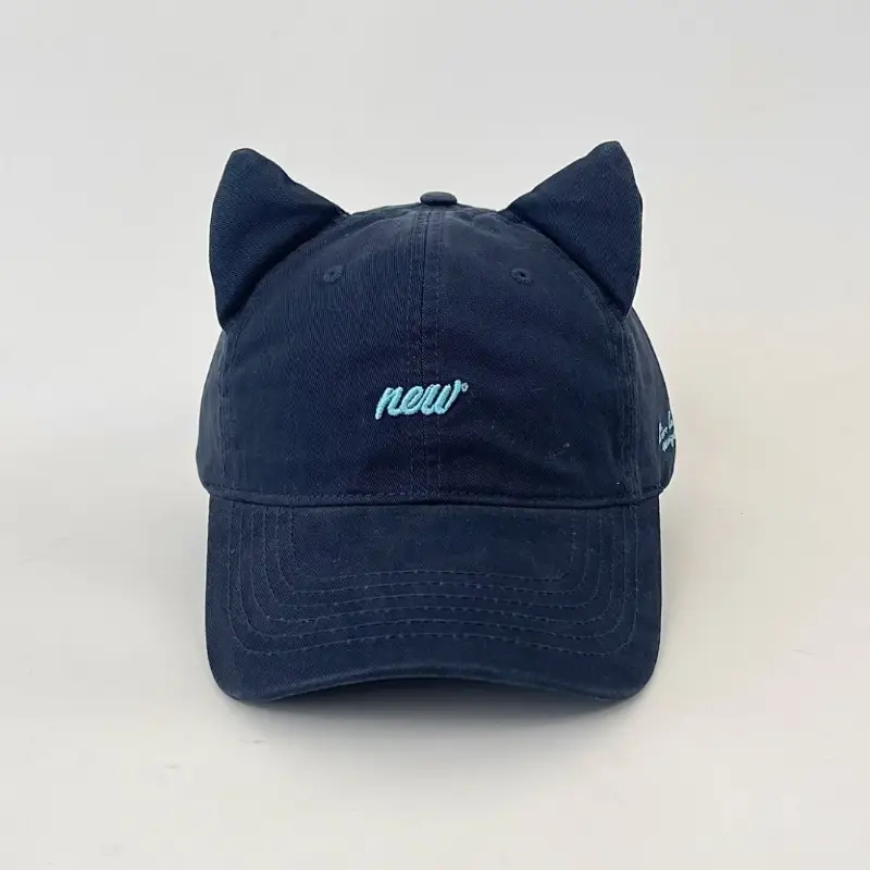 Maroon Cat Ear Baseball Cap for Women Summer