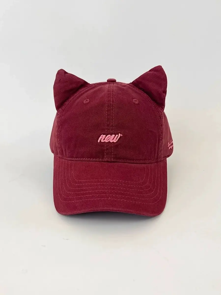 Maroon Cat Ear Baseball Cap for Women Summer — feature 18