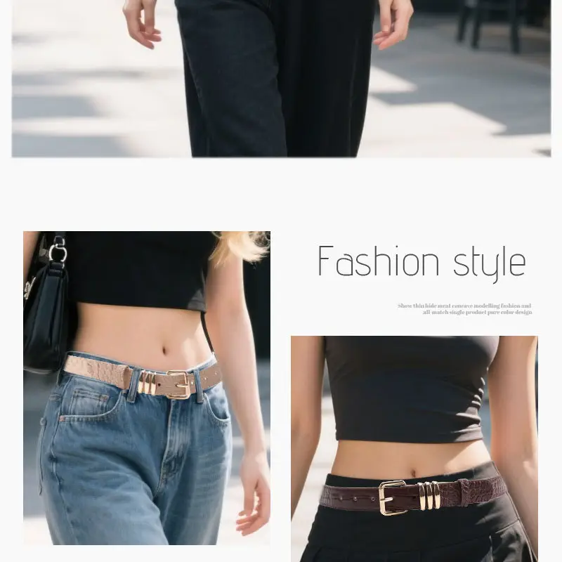 Black Heavy Duty Women's Belt with Gold Buckle — feature 23