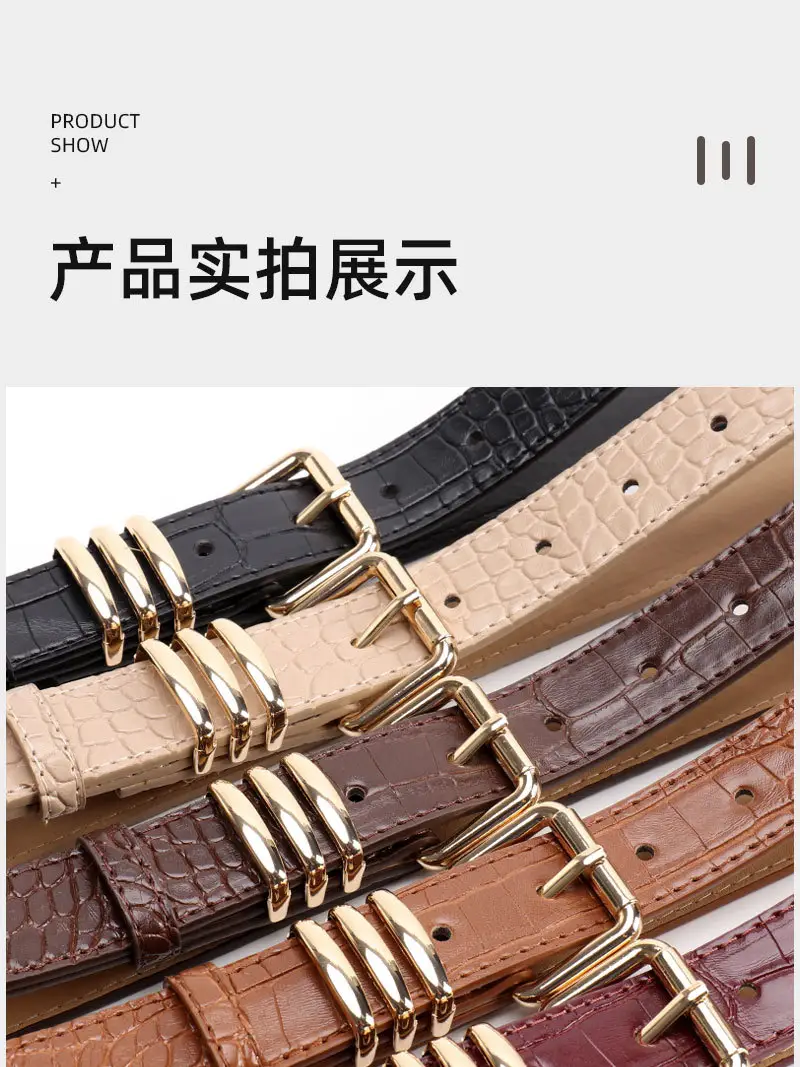 Black Heavy Duty Women's Belt with Gold Buckle — feature 32