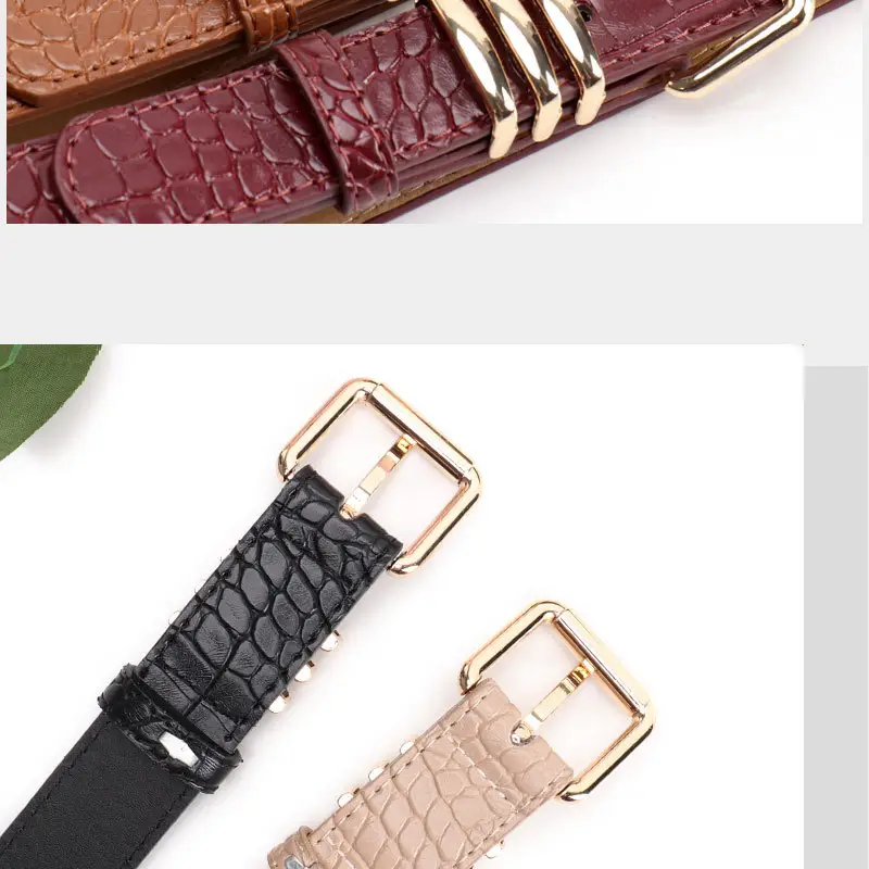 Black Heavy Duty Women's Belt with Gold Buckle — feature 33