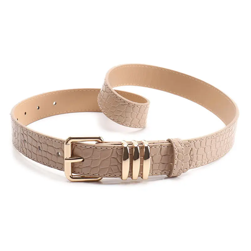 Black Heavy Duty Women's Belt with Gold Buckle - Image 3