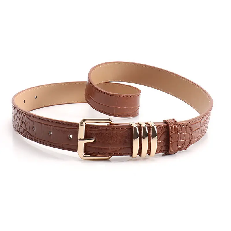 Black Heavy Duty Women's Belt with Gold Buckle - Image 4