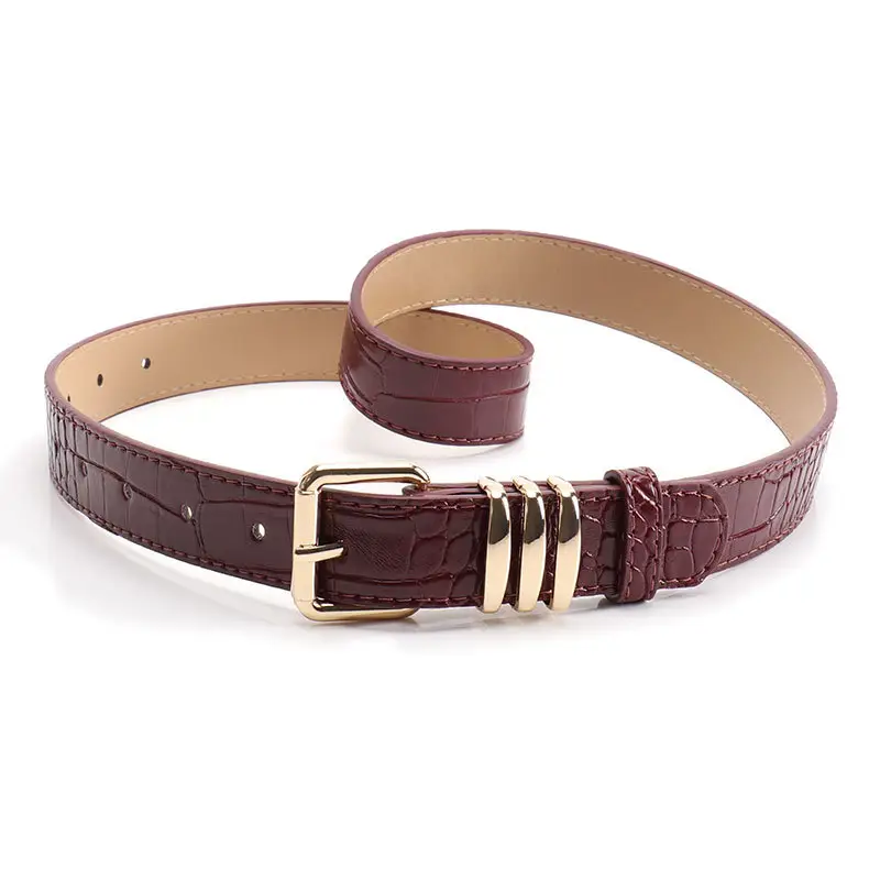 Black Heavy Duty Women's Belt with Gold Buckle - Image 5