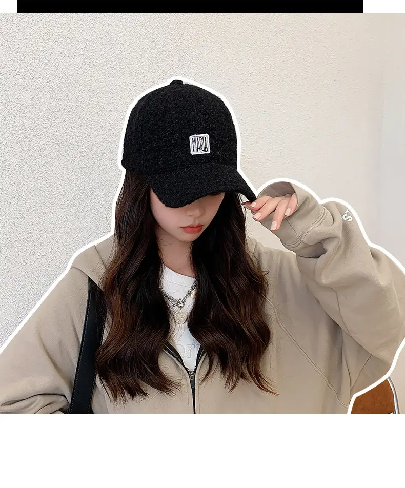 Women Korean Style Velvet Letter Cap Beige — feature 3