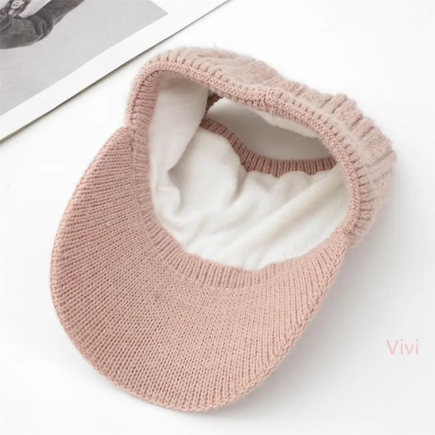 Women's Maroon Knitted Baseball Cap with H Logo