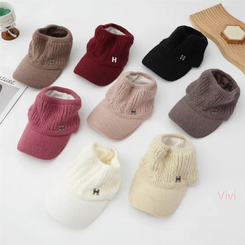 Women's Maroon Knitted Baseball Cap with H Logo — feature 1