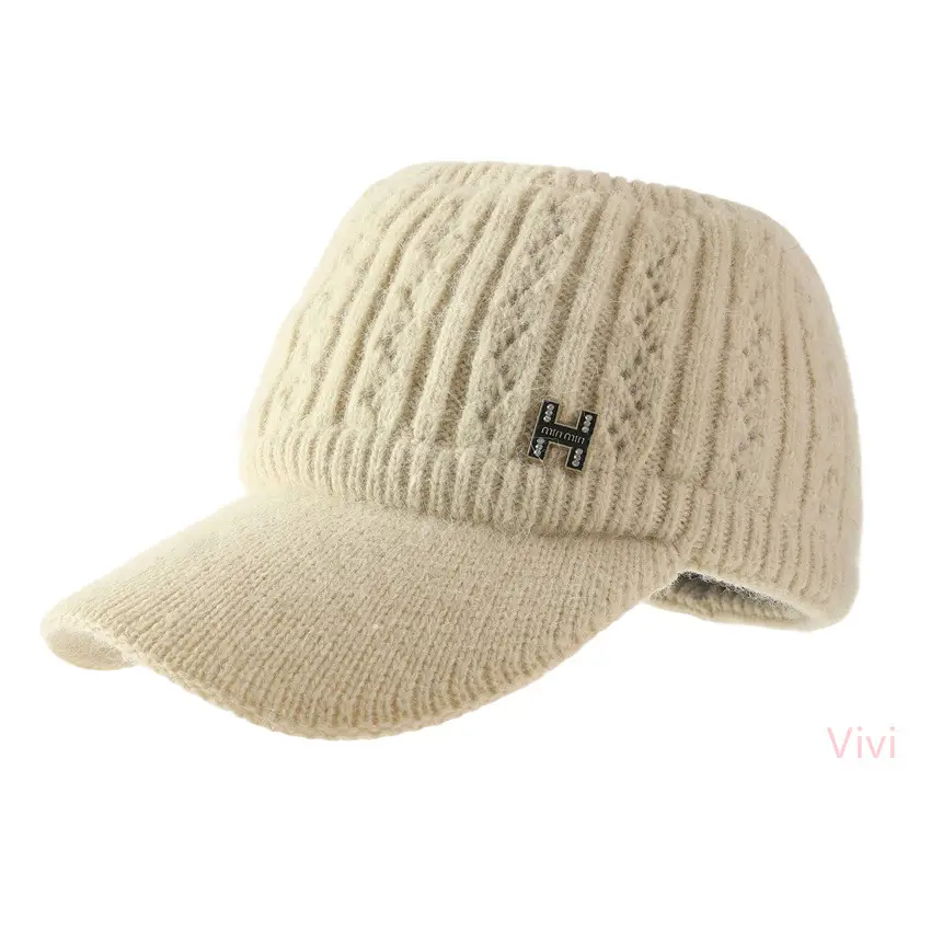 Women's Maroon Knitted Baseball Cap with H Logo
