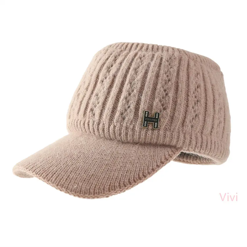 Women's Maroon Knitted Baseball Cap with H Logo