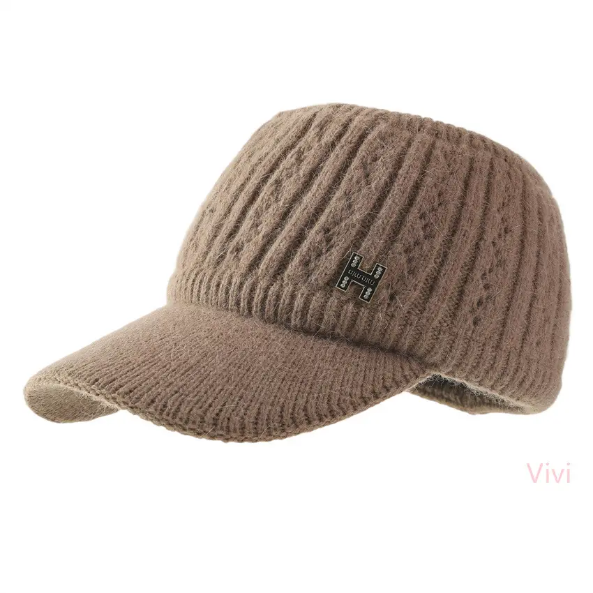 Women's Maroon Knitted Baseball Cap with H Logo