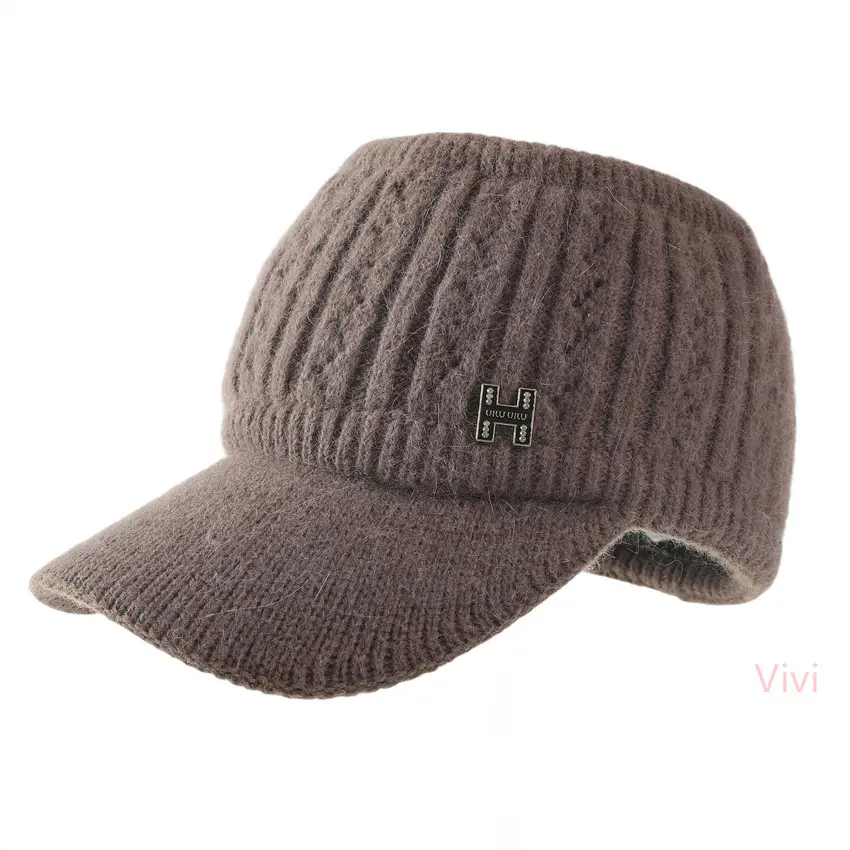 Women's Maroon Knitted Baseball Cap with H Logo