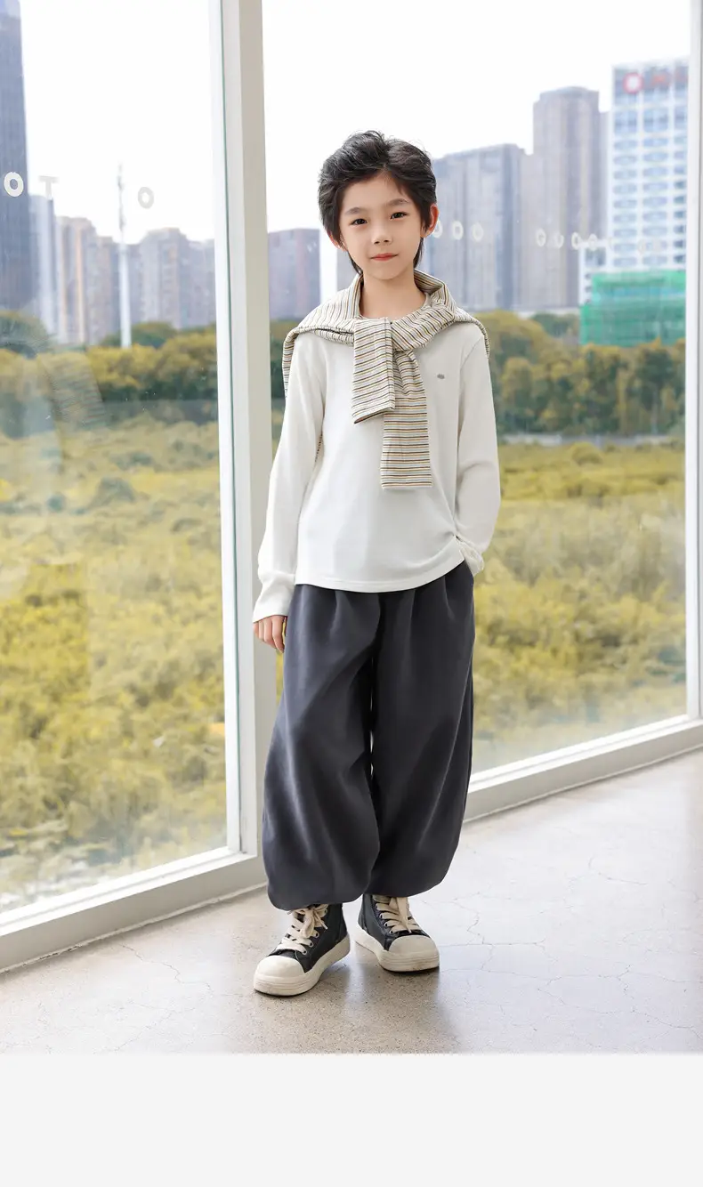 2025 Kids Tencel Stretchy Warm T-Shirt White — feature 25