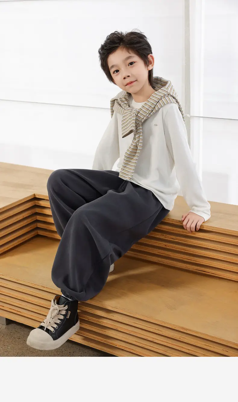 2025 Kids Tencel Stretchy Warm T-Shirt White — feature 27