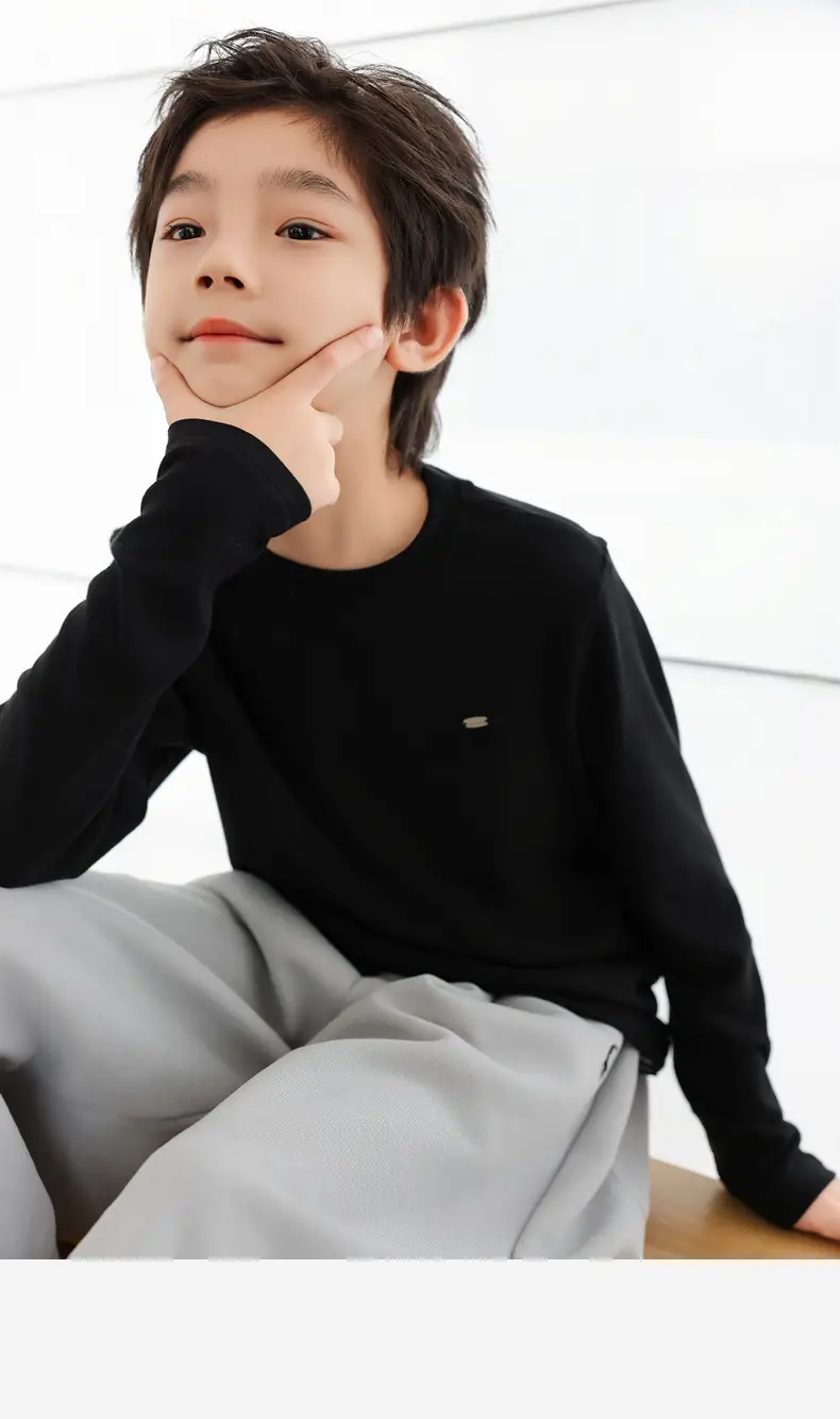 2025 Kids Tencel Stretchy Warm T-Shirt White — feature 33