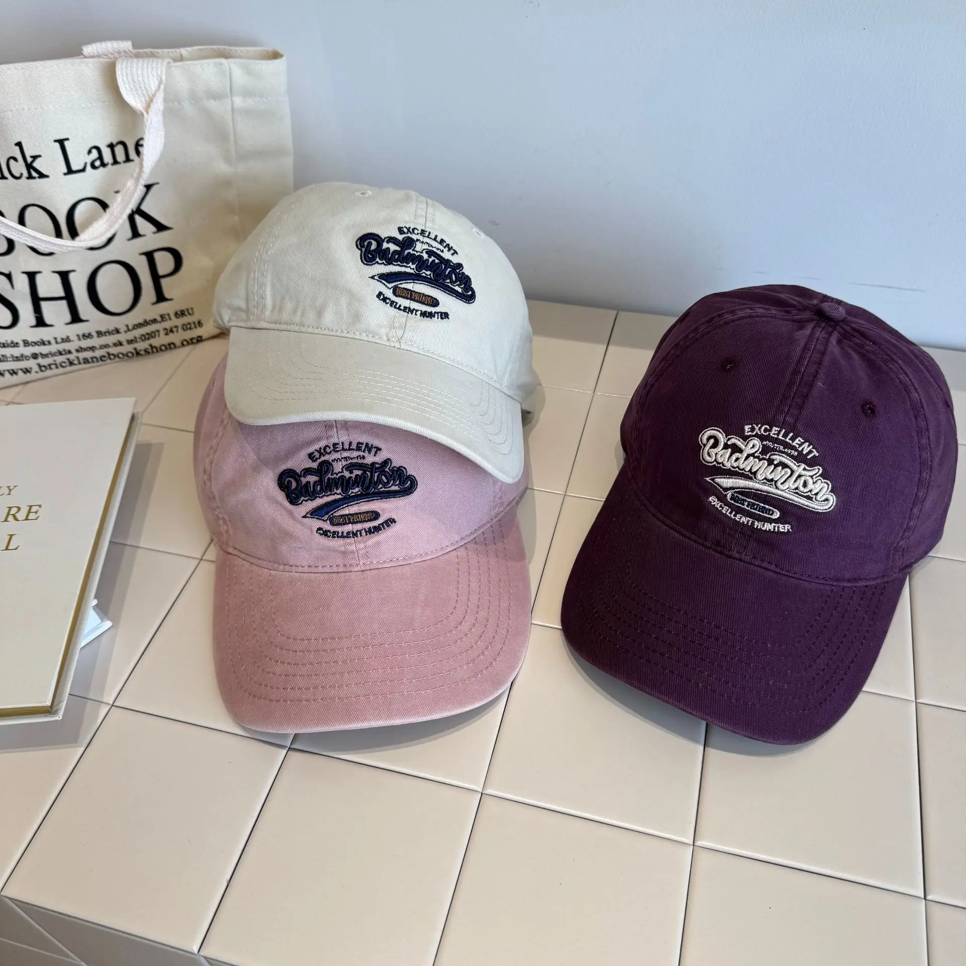 Women Baseball Caps with Letter Embroidery Pink & Purple - Image 11