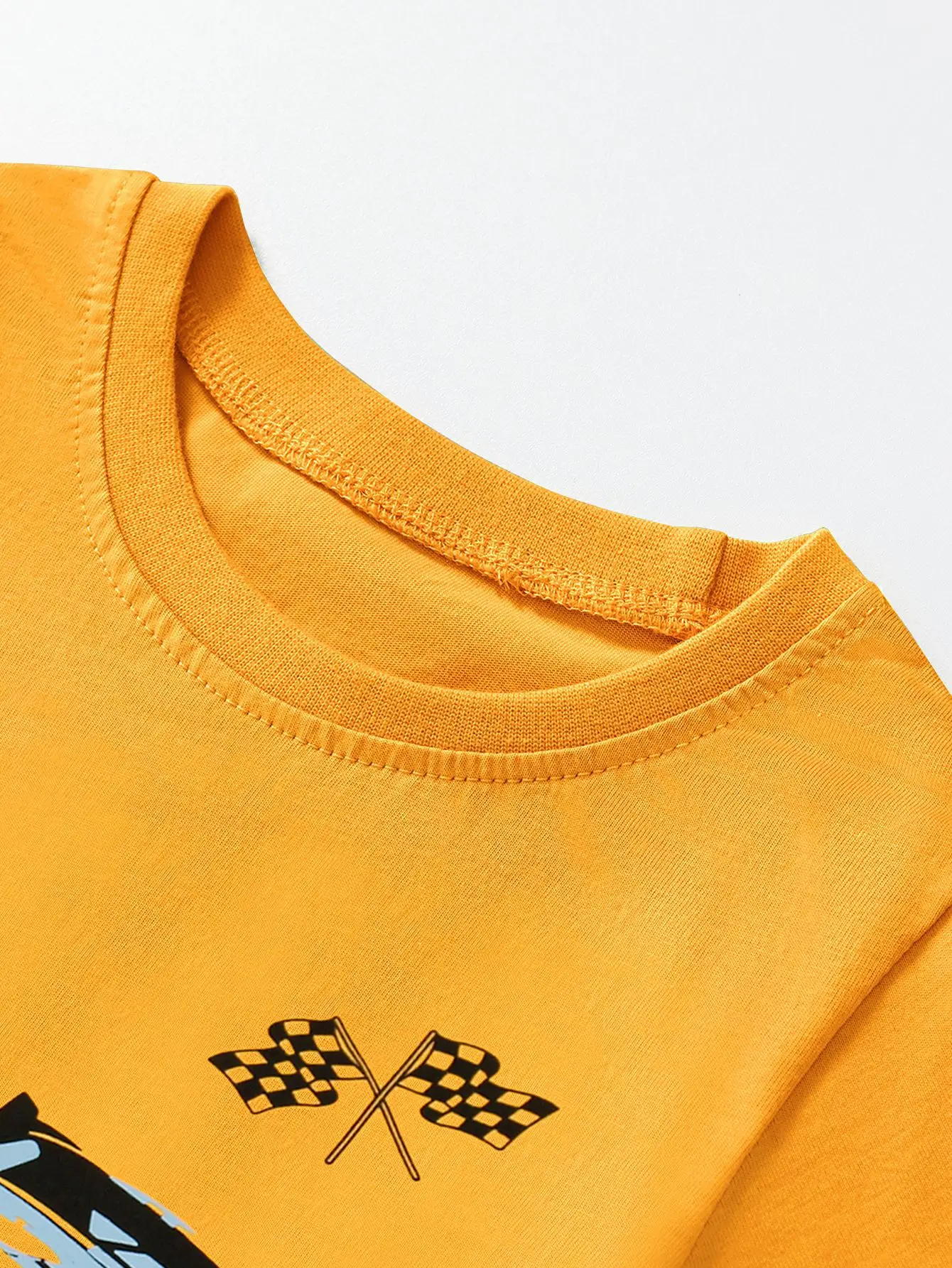 Orange Cotton T-Shirt for Boys Long Sleeve Racing Print - Image 6