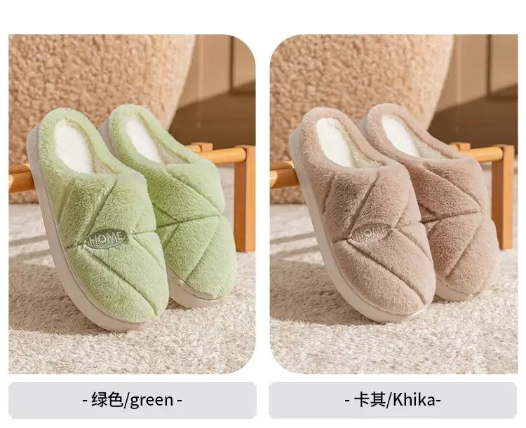 New Autumn Winter Couple Furry Slippers Cotton Thick Soled — feature 10