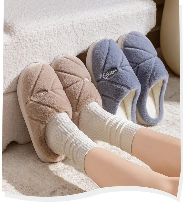 New Autumn Winter Couple Furry Slippers Cotton Thick Soled — feature 13