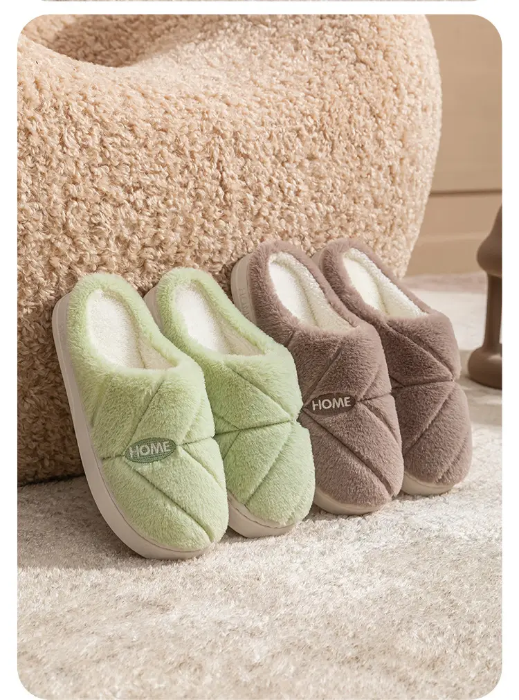 New Autumn Winter Couple Furry Slippers Cotton Thick Soled — feature 15