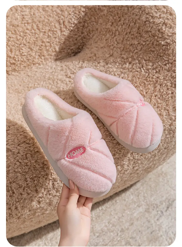 New Autumn Winter Couple Furry Slippers Cotton Thick Soled — feature 17