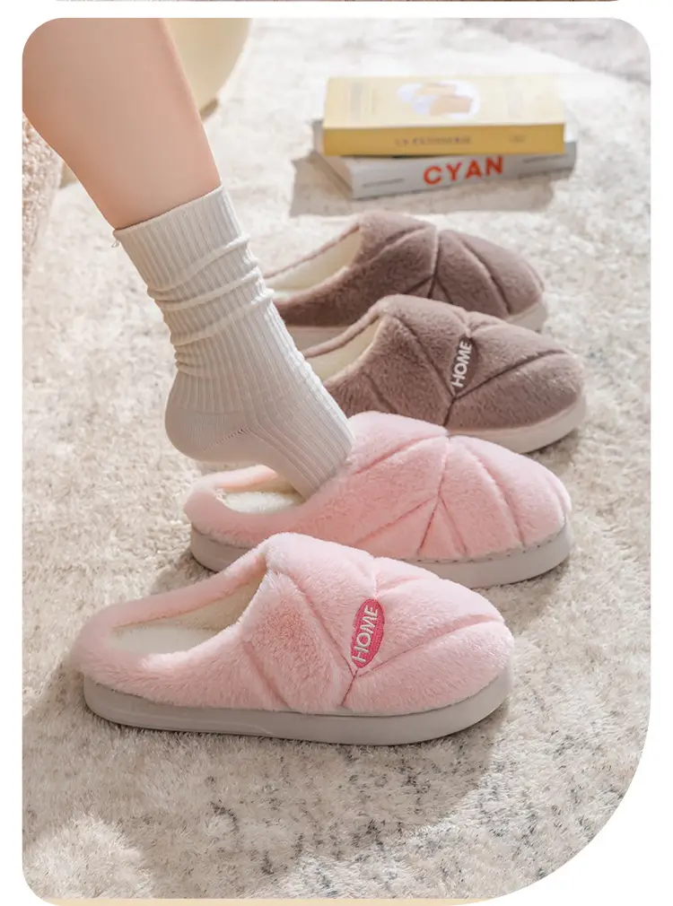 New Autumn Winter Couple Furry Slippers Cotton Thick Soled — feature 19
