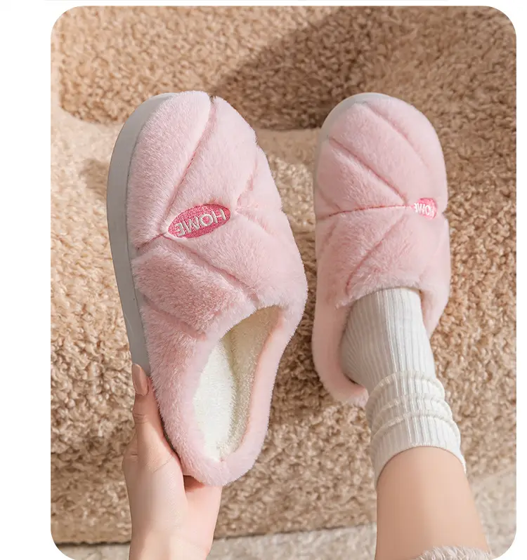 New Autumn Winter Couple Furry Slippers Cotton Thick Soled — feature 21