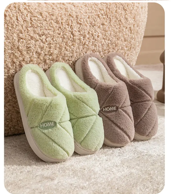 New Autumn Winter Couple Furry Slippers Cotton Thick Soled — feature 22