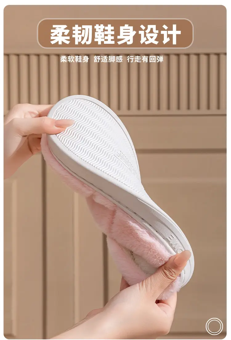 New Autumn Winter Couple Furry Slippers Cotton Thick Soled — feature 4