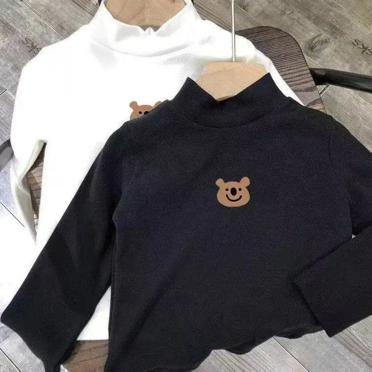 Black Velvet Turtleneck Shirt for Boys Baby Bottoming Top - Image 8