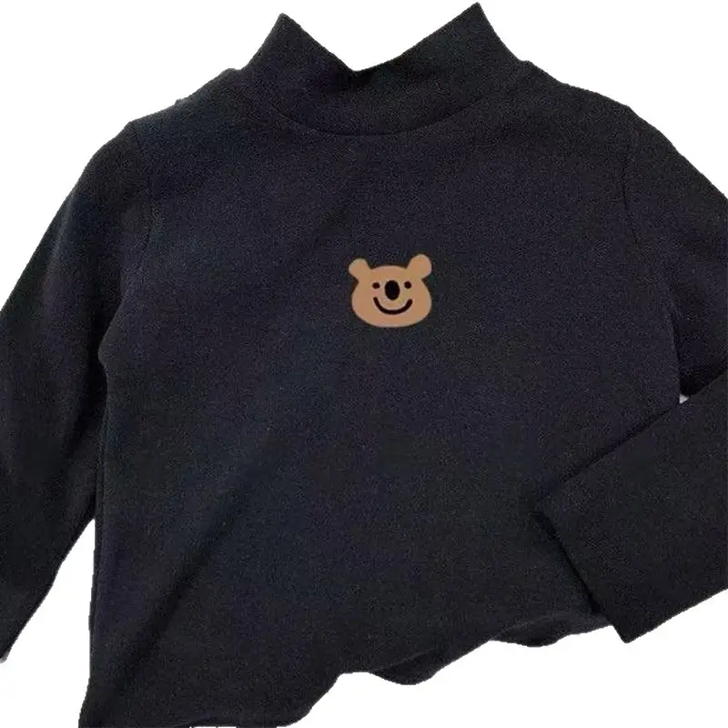 Black Velvet Turtleneck Shirt for Boys Baby Bottoming Top - Image 10