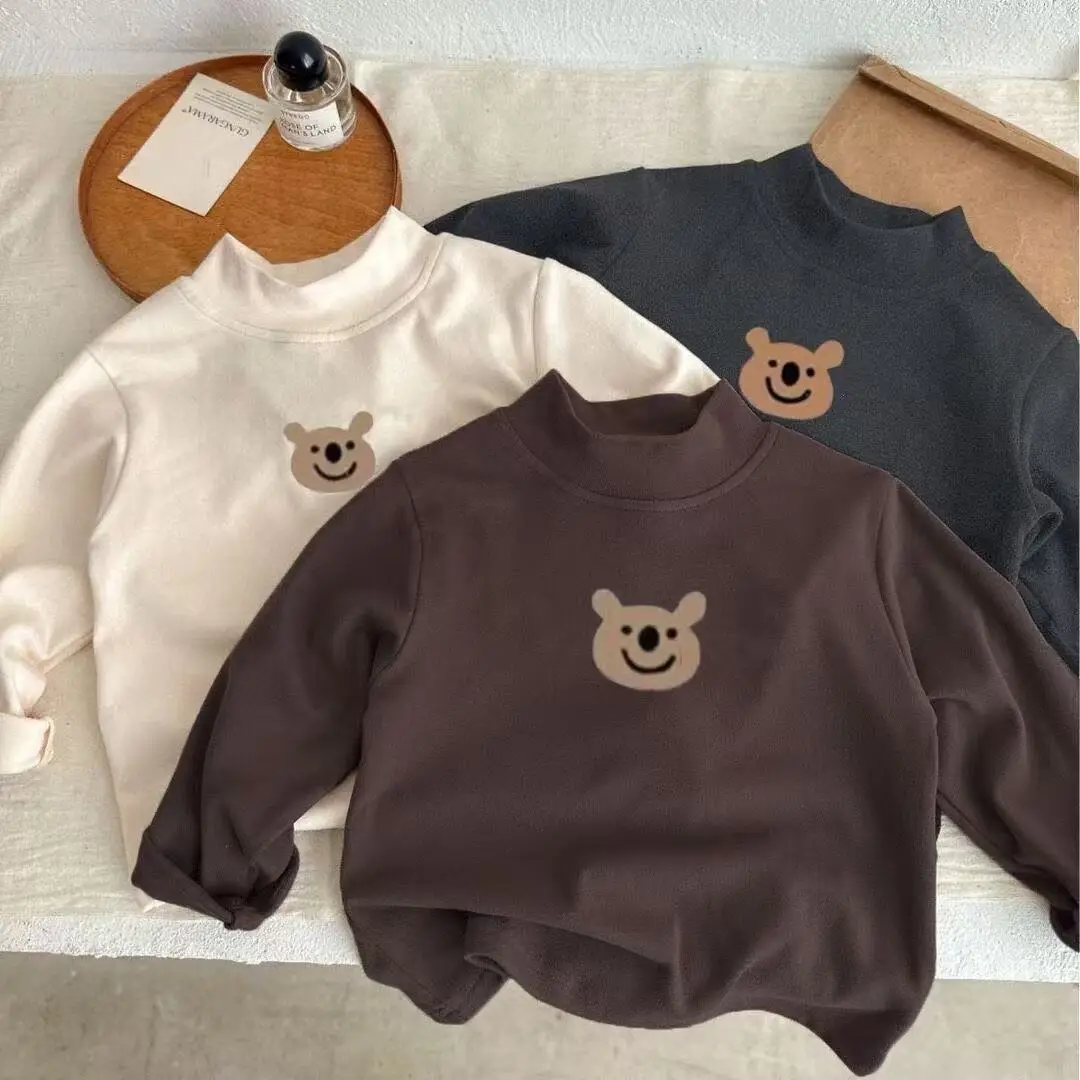 Black Velvet Turtleneck Shirt for Boys Baby Bottoming Top — feature 1