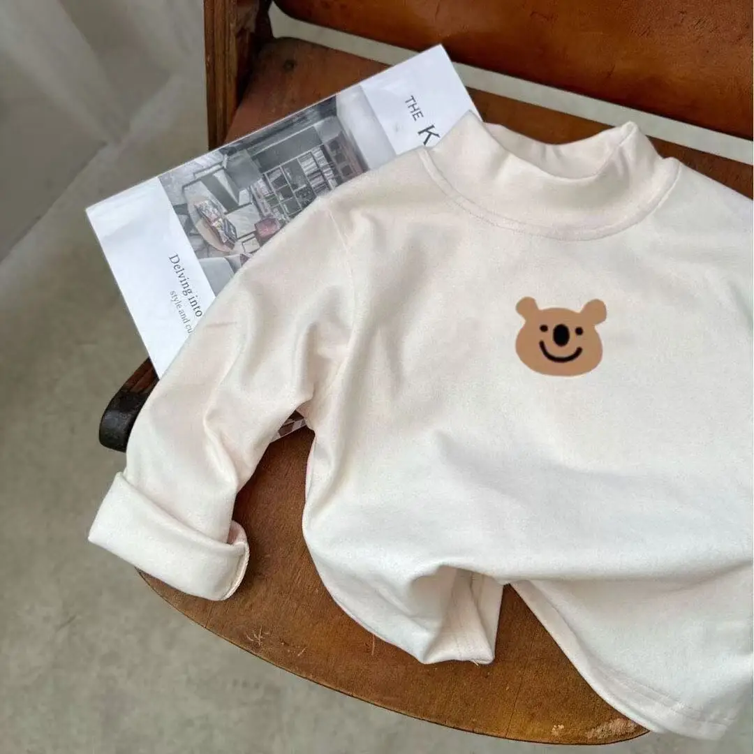 Black Velvet Turtleneck Shirt for Boys Baby Bottoming Top — feature 3