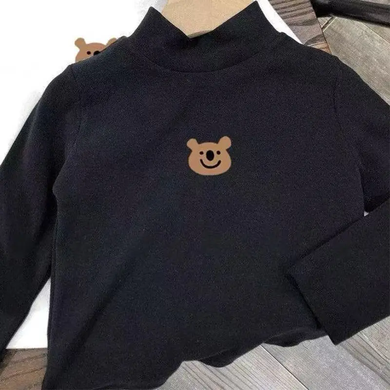 Black Velvet Turtleneck Shirt for Boys Baby Bottoming Top - Image 4