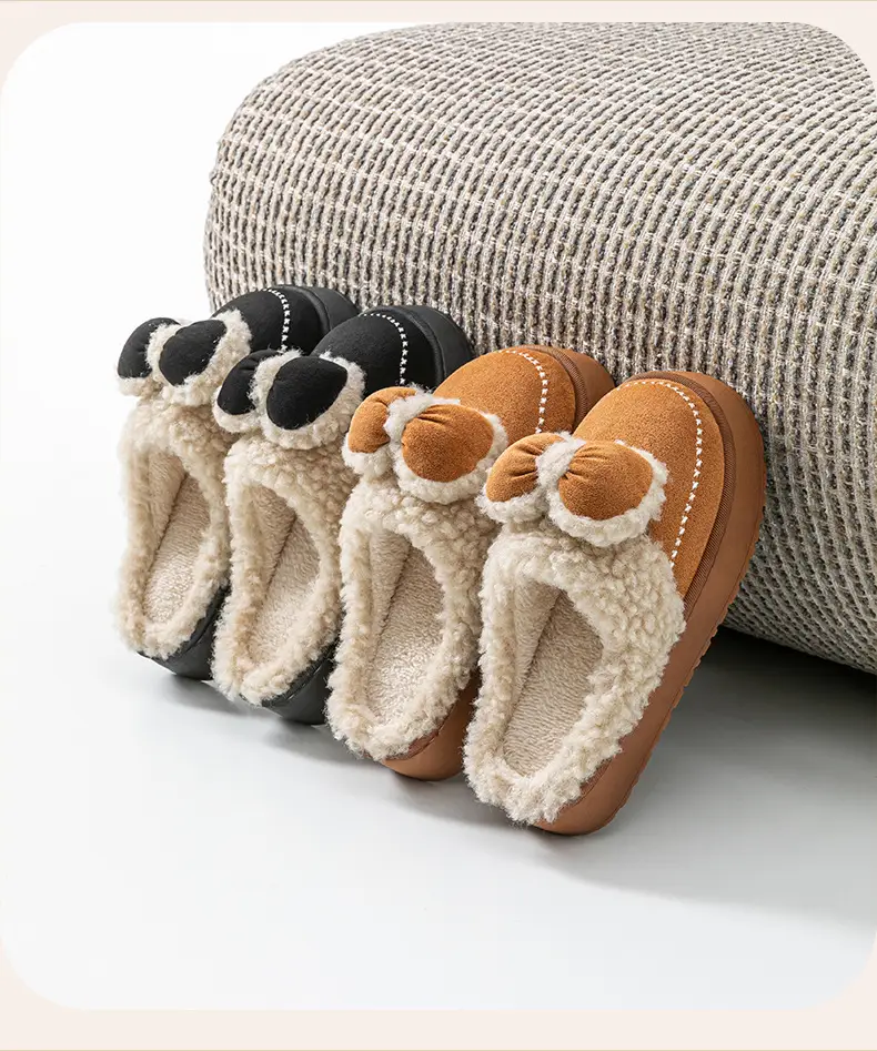 Warm Cotton Slippers with Bow for Winter — feature 23