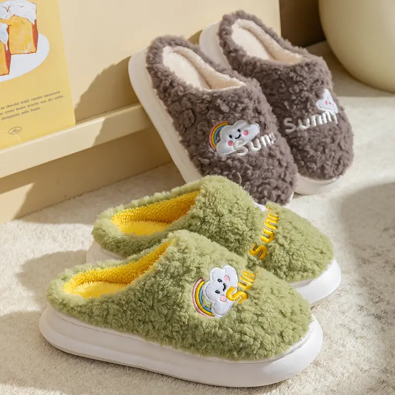 2025 Warm Cotton Fluffy Slippers for Women Men - Image 7