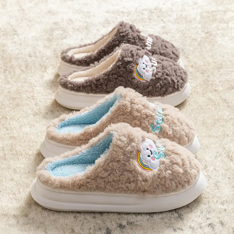 2025 Warm Cotton Fluffy Slippers for Women Men - Image 8