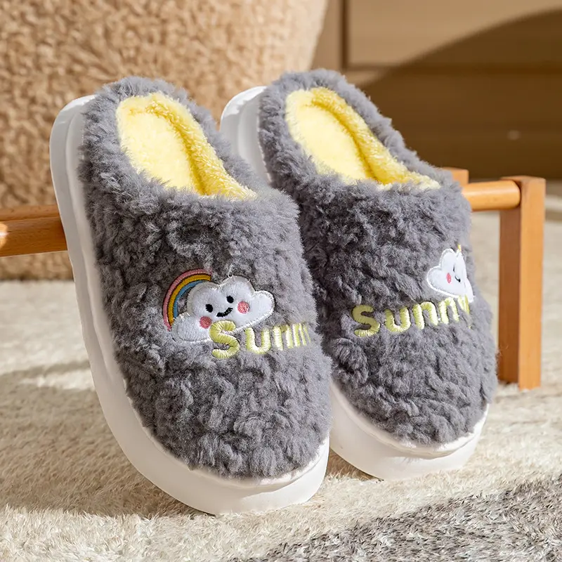2025 Warm Cotton Fluffy Slippers for Women Men - Image 5