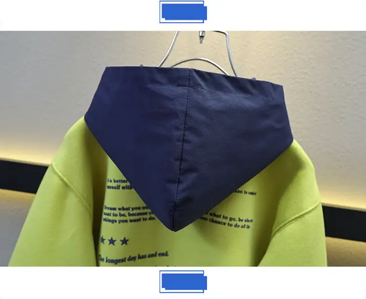 Boys Hooded Sweatshirt Set Green Blue Letter Print — feature 12
