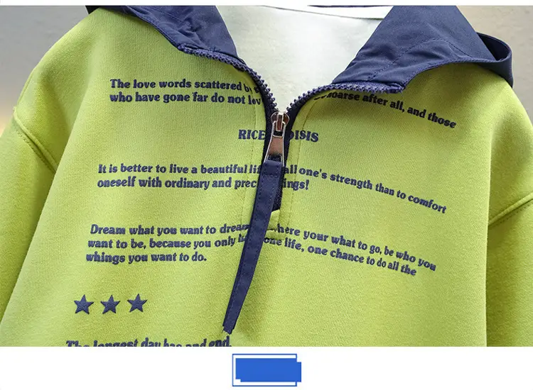 Boys Hooded Sweatshirt Set Green Blue Letter Print — feature 8