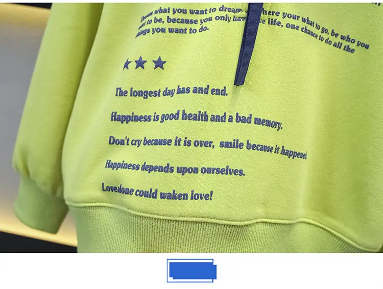 Boys Hooded Sweatshirt Set Green Blue Letter Print — feature 9
