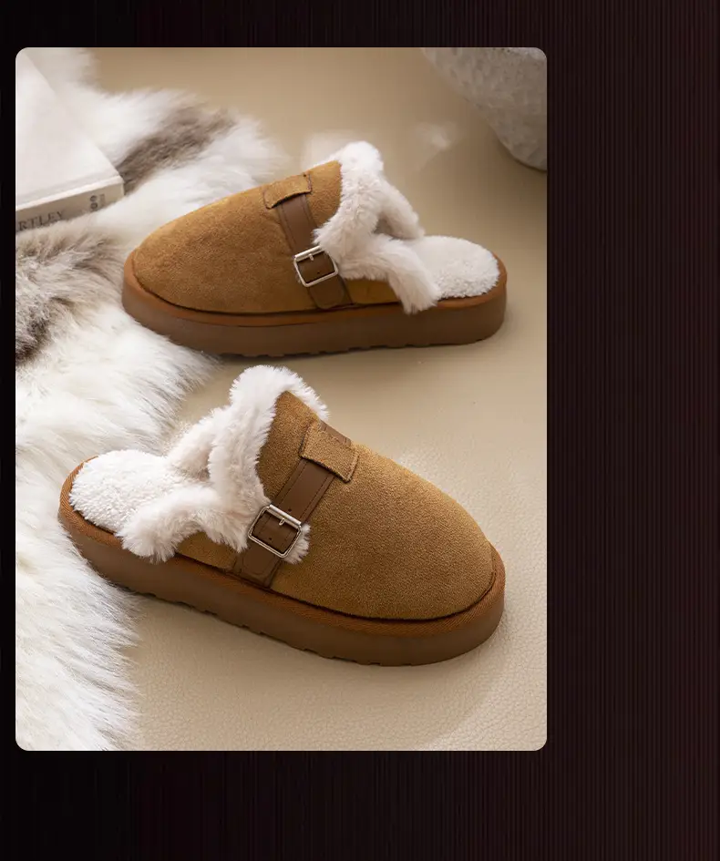 Women Winter Fleece Lined Lamb Wool Slippers Hot Trend — feature 15