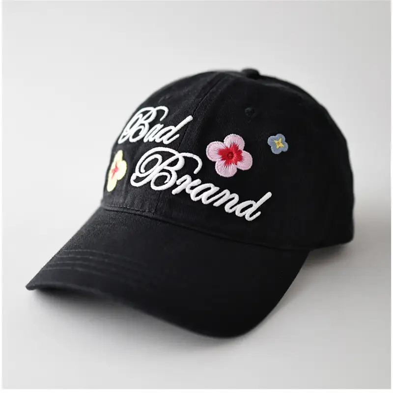 Brown Floral Embroidered Baseball Cap Unisex All Season - Image 6