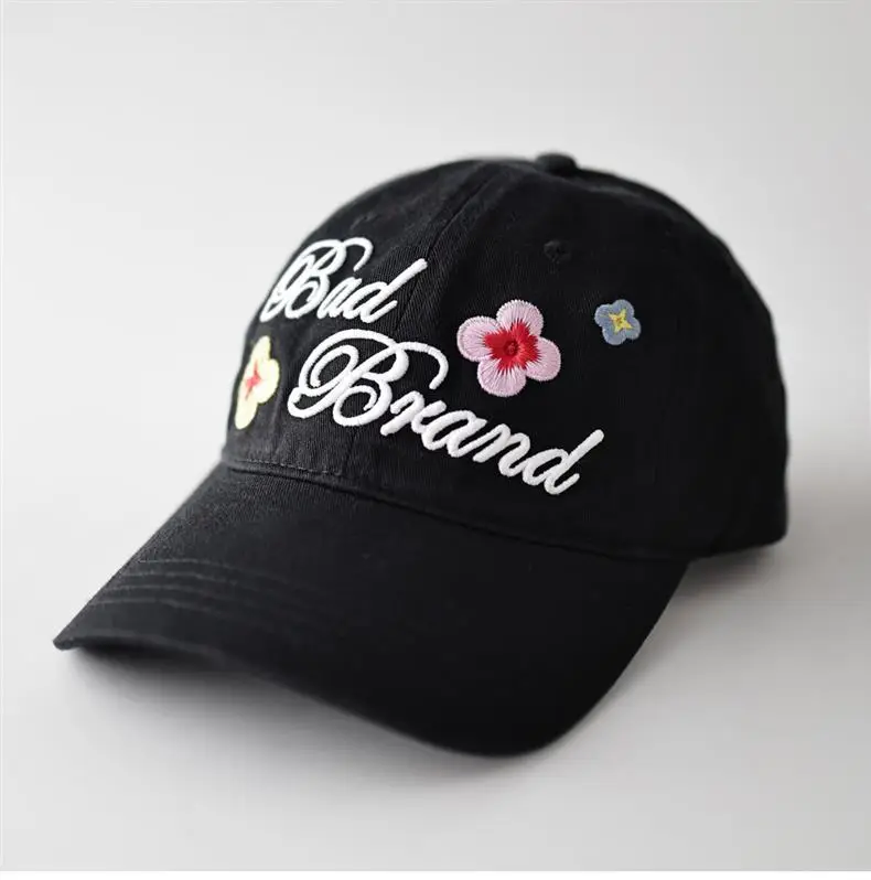 Brown Floral Embroidered Baseball Cap Unisex All Season — feature 1