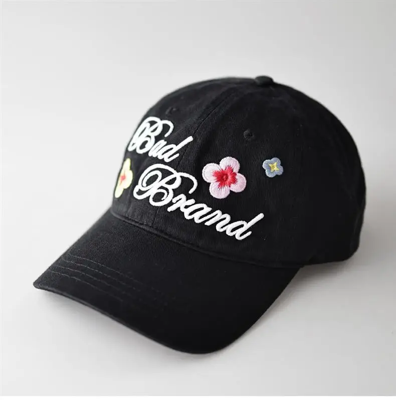 Brown Floral Embroidered Baseball Cap Unisex All Season — feature 3