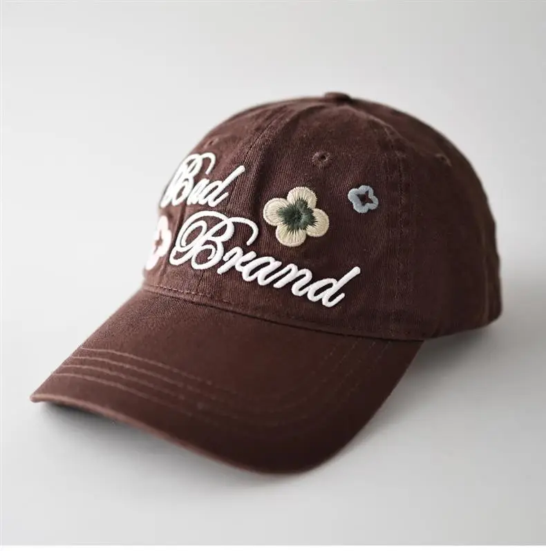 Brown Floral Embroidered Baseball Cap Unisex All Season — feature 6