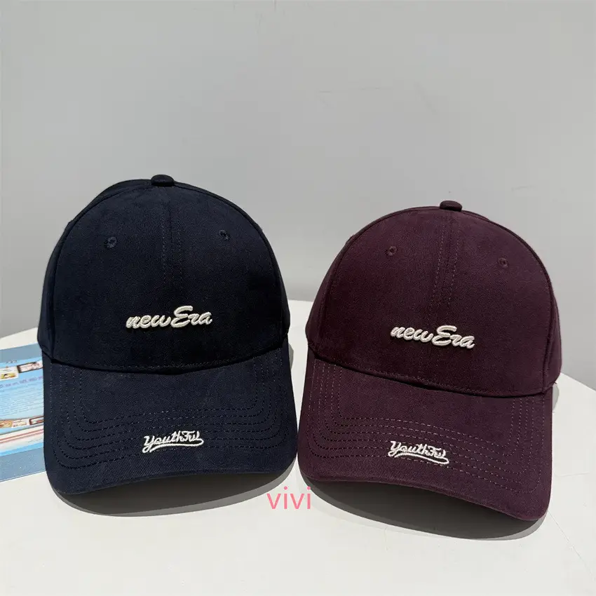 Men Navy Blue Duckbill Cap with "New Era" & "Vivi" Logo - Image 10